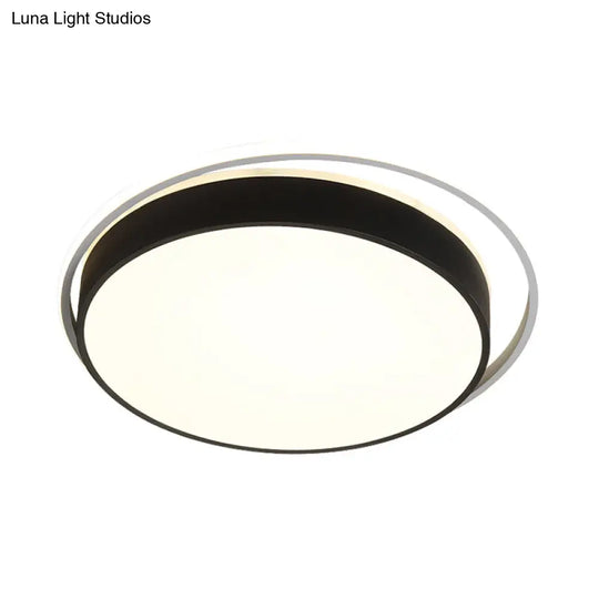 Round Flush Mount Led Ceiling Light In Simple Acrylic Design - Black/Gold Finish Remotely Dimmable