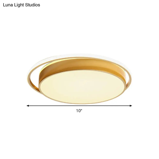 Round Flush Mount Led Ceiling Light In Simple Acrylic Design - Black/Gold Finish Remotely Dimmable