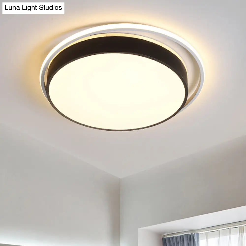 Round Flush Mount Led Ceiling Light In Simple Acrylic Design - Black/Gold Finish Remotely Dimmable