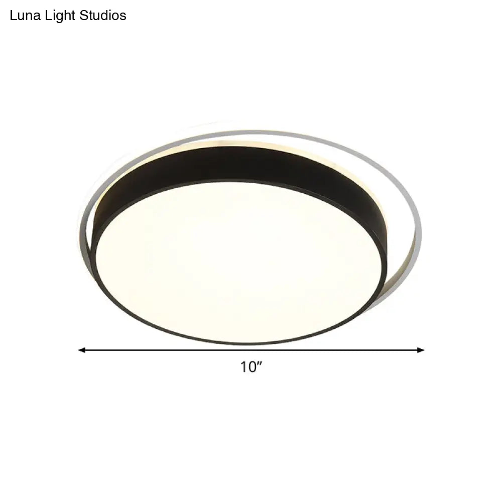 Round Flush Mount Led Ceiling Light In Simple Acrylic Design - Black/Gold Finish Remotely Dimmable