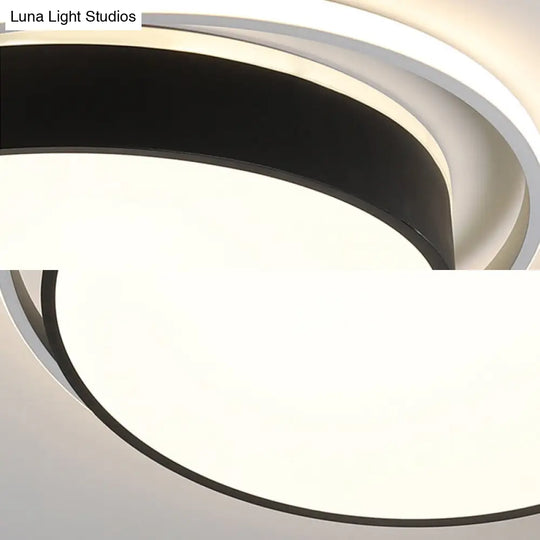 Round Flush Mount Led Ceiling Light In Simple Acrylic Design - Black/Gold Finish Remotely Dimmable