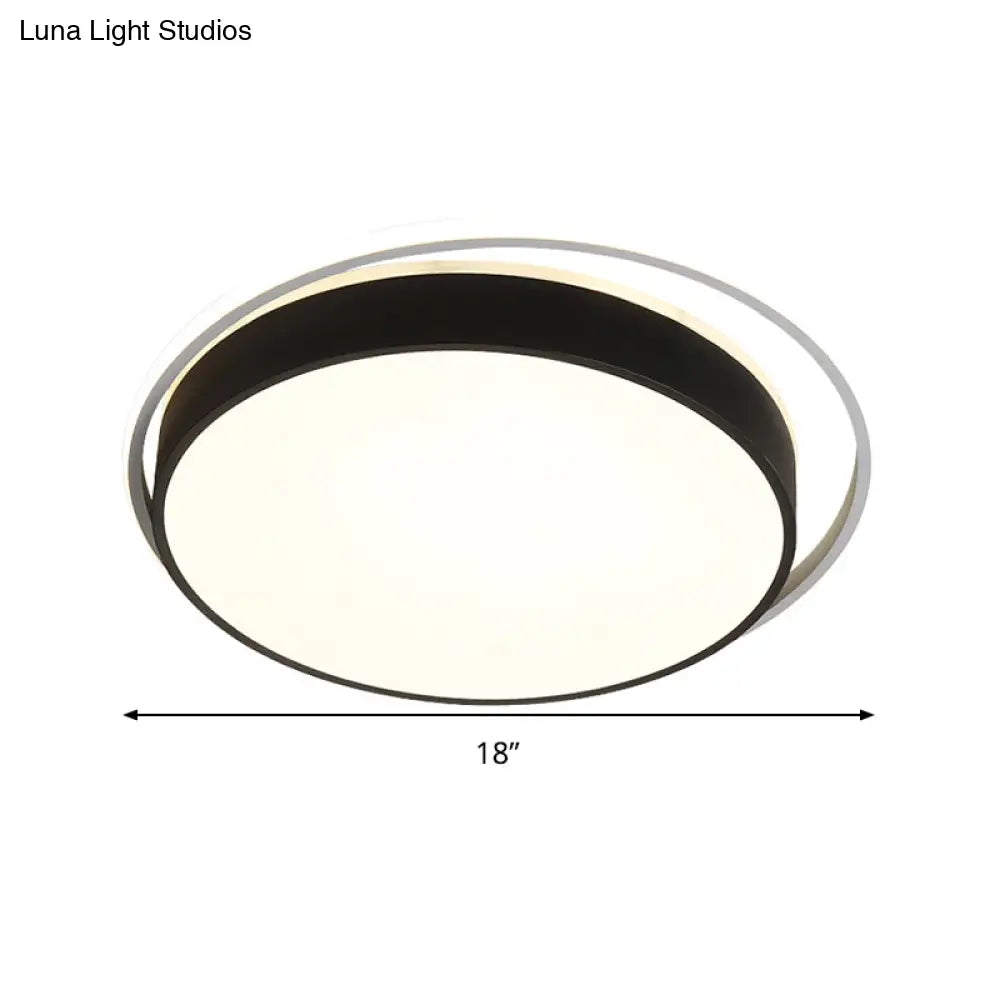 Round Flush Mount Led Ceiling Light In Simple Acrylic Design - Black/Gold Finish Remotely Dimmable