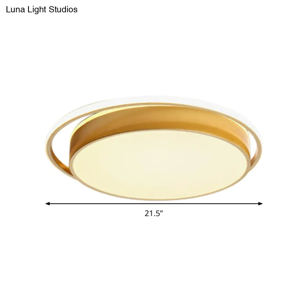 Round Flush Mount Led Ceiling Light In Simple Acrylic Design - Black/Gold Finish Remotely Dimmable