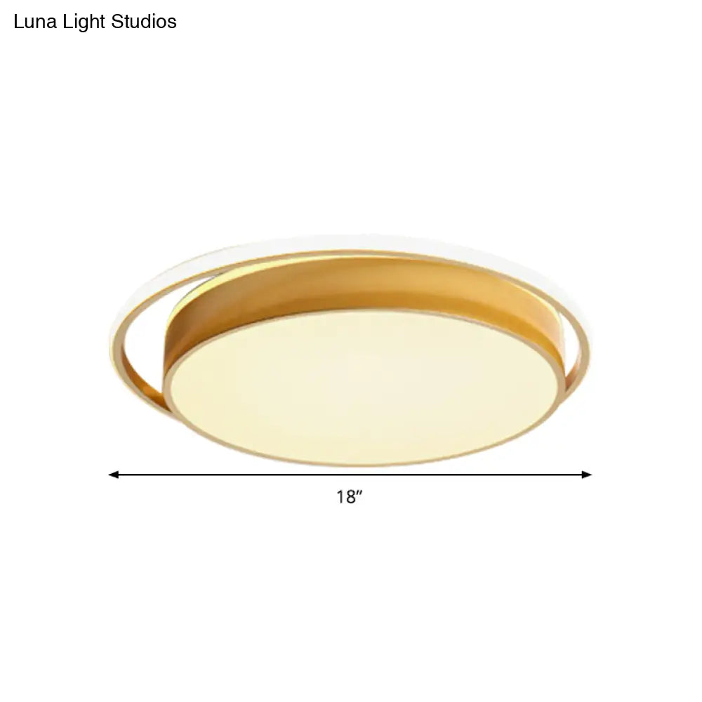 Round Flush Mount Led Ceiling Light In Simple Acrylic Design - Black/Gold Finish Remotely Dimmable