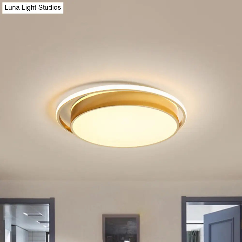 Round Flush Mount Led Ceiling Light In Simple Acrylic Design - Black/Gold Finish Remotely Dimmable