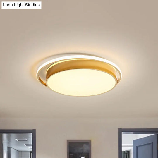 Round Flush Mount Led Ceiling Light In Simple Acrylic Design - Black/Gold Finish Remotely Dimmable