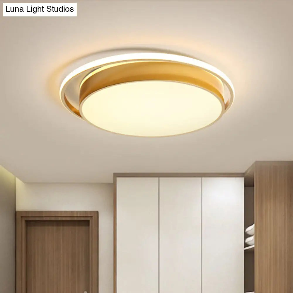 Round Flush Mount Led Ceiling Light In Simple Acrylic Design - Black/Gold Finish Remotely Dimmable