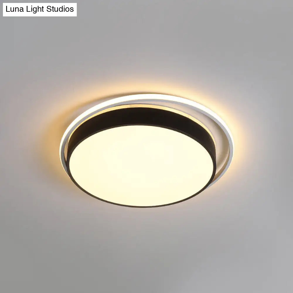 Round Flush Mount Led Ceiling Light In Simple Acrylic Design - Black/Gold Finish Remotely Dimmable