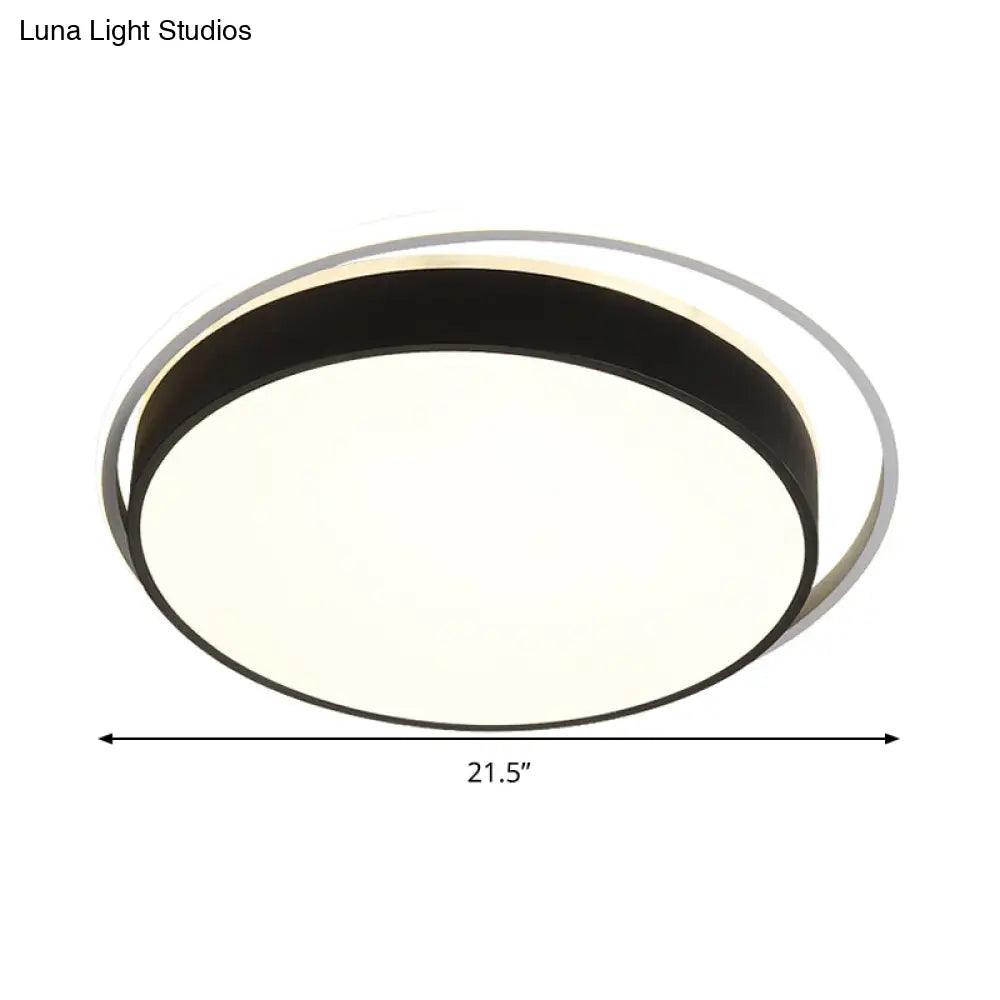 Round Flush Mount Led Ceiling Light In Simple Acrylic Design - Black/Gold Finish Remotely Dimmable