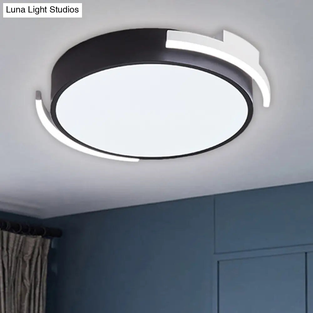 Round Flush Mount Modern Metallic Led Lighting - 19.5/25.5 Diameter Black/White Warm/White Light