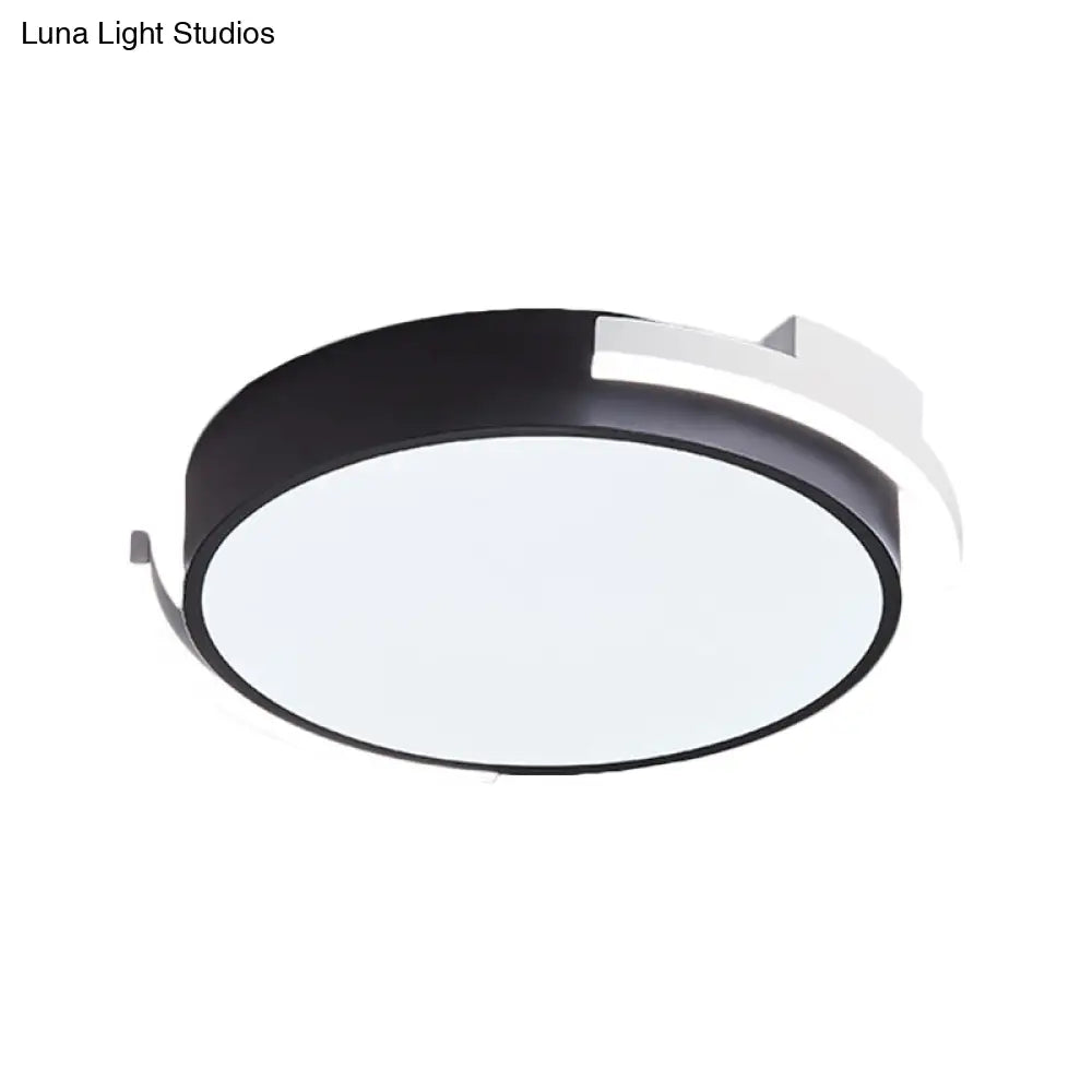 Round Flush Mount Modern Metallic Led Lighting - 19.5’/25.5’ Diameter Black/White Warm/White Light