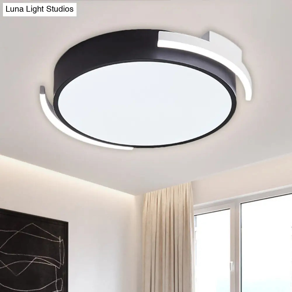 Round Flush Mount Modern Metallic Led Lighting - 19.5/25.5 Diameter Black/White Warm/White Light