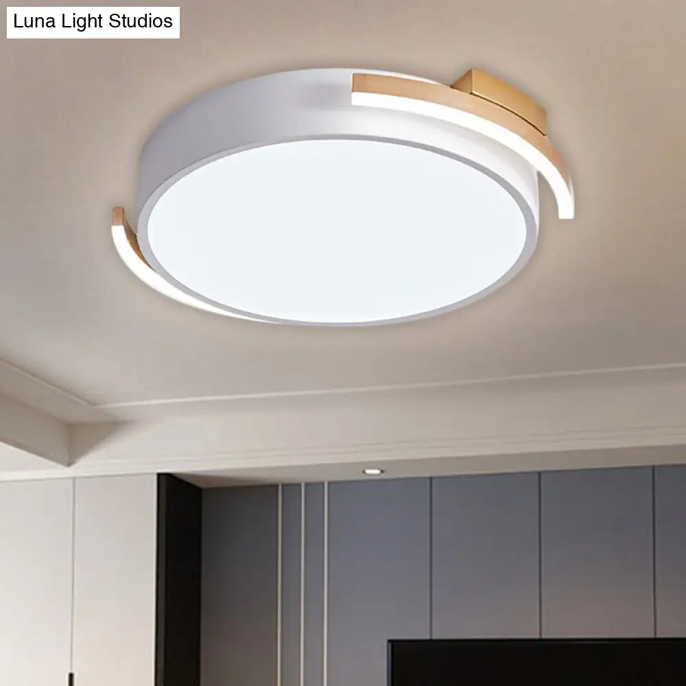 Round Flush Mount Modern Metallic Led Lighting - 19.5/25.5 Diameter Black/White Warm/White Light