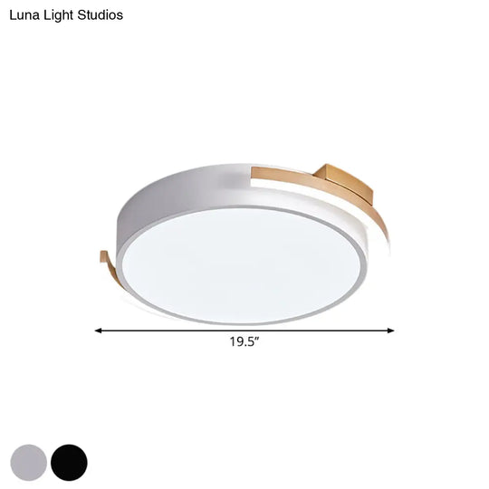 Round Flush Mount Modern Metallic Led Lighting - 19.5’/25.5’ Diameter Black/White Warm/White Light