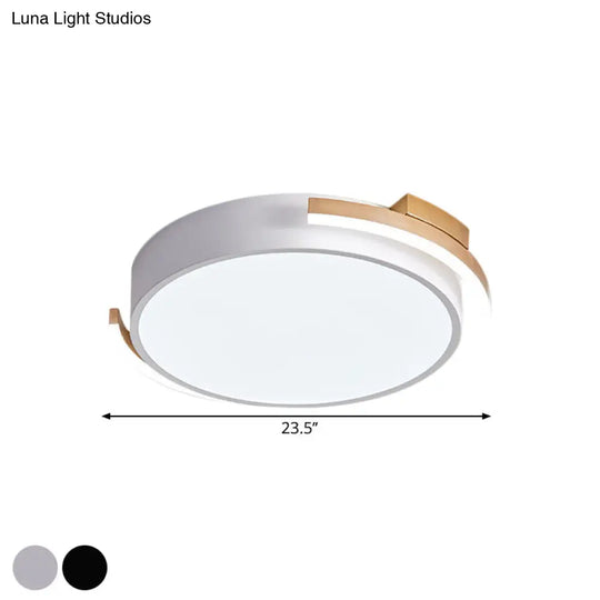 Round Flush Mount Modern Metallic Led Lighting - 19.5/25.5 Diameter Black/White Warm/White Light