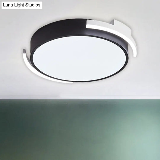 Round Flush Mount Modern Metallic Led Lighting - 19.5’/25.5’ Diameter Black/White Warm/White Light