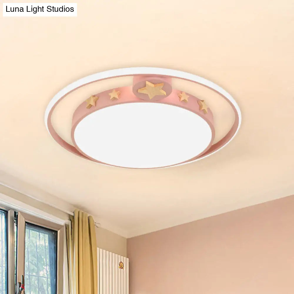 Round Flush Mounted Acrylic Led Ceiling Lamp In Pink/White/Gray – Perfect For Bedroom Lighting