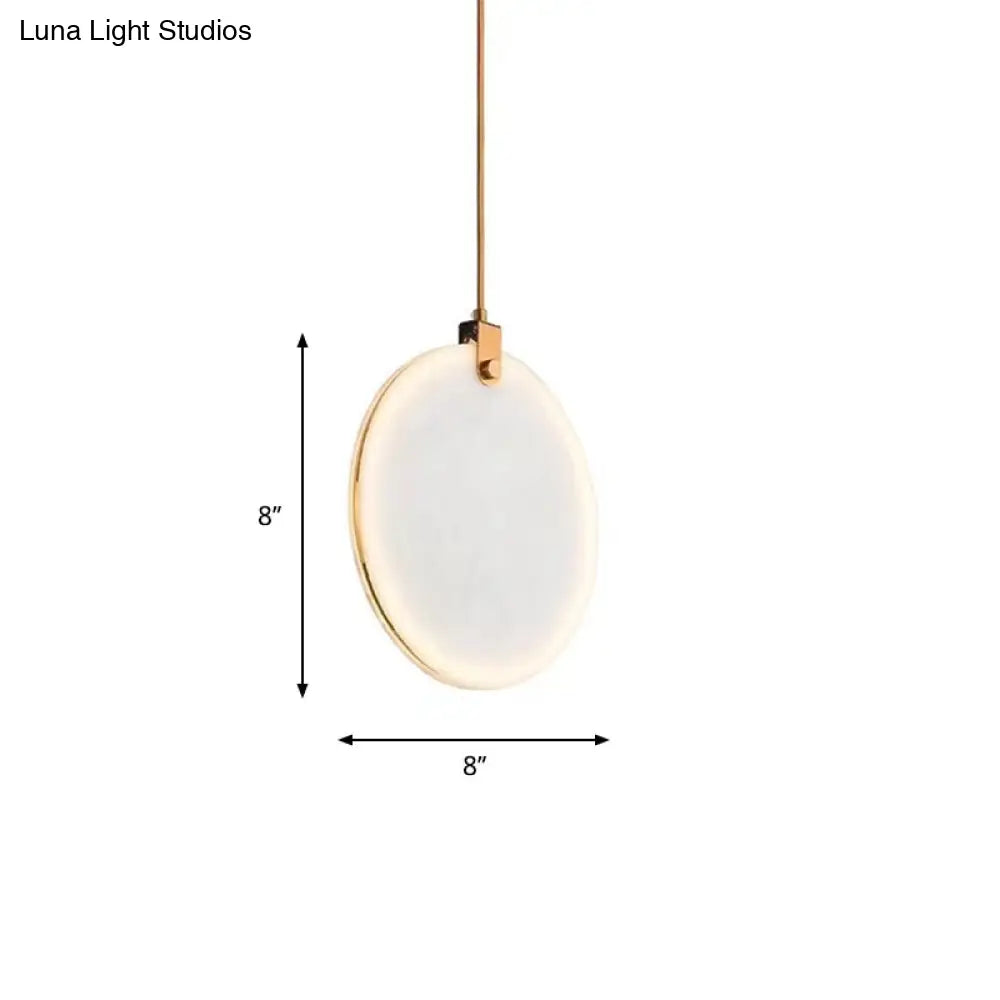 Modern White Glass Pendant Lamp With Led In 8/10/12 Diameter And Warm Light