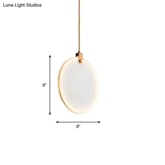 Modern White Glass Pendant Lamp With Led In 8/10/12 Diameter And Warm Light