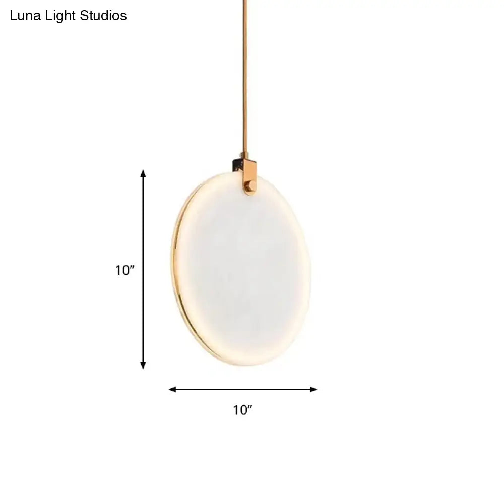 Modern White Glass Pendant Lamp With Led In 8/10/12 Diameter And Warm Light