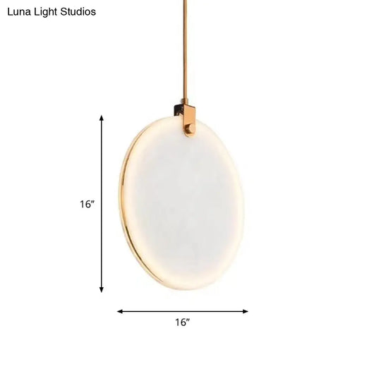 Modern White Glass Pendant Lamp With Led In 8/10/12 Diameter And Warm Light