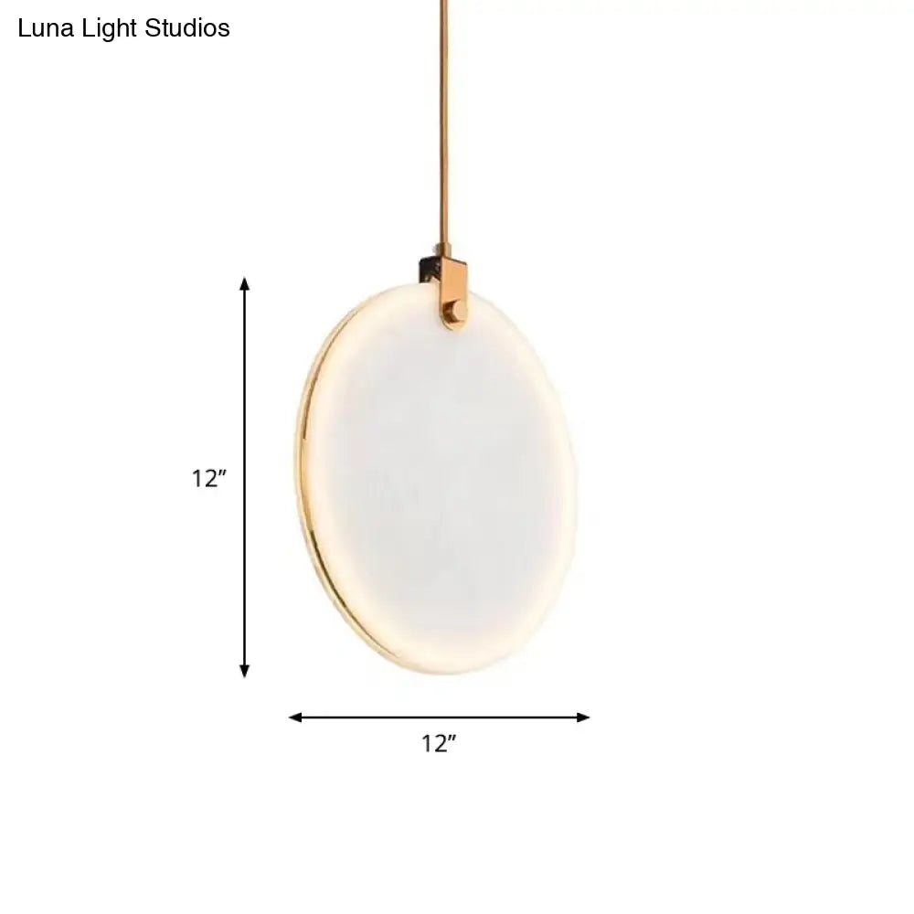 Round Glass Pendant Lamp With Modern Led Lighting In White Or Warm Light - Available 3 Sizes