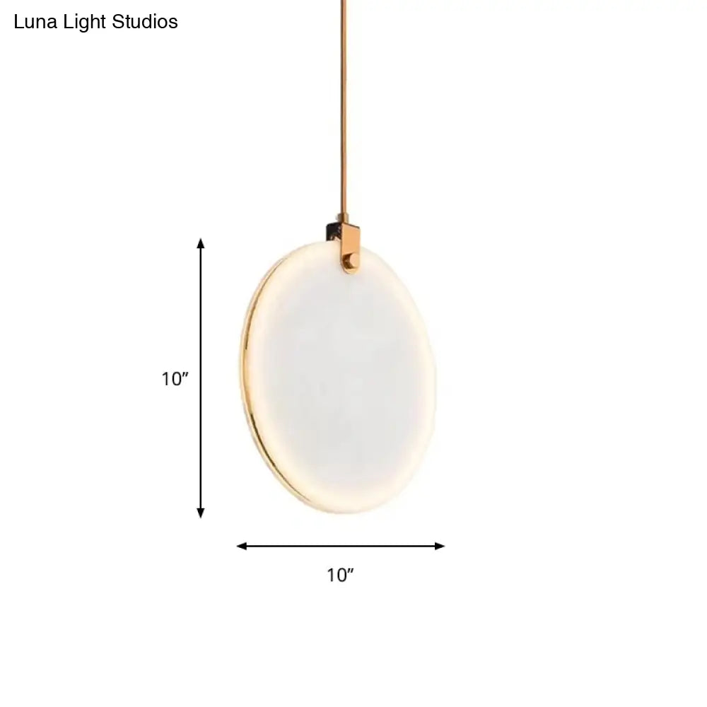 Round Glass Pendant Lamp With Modern Led Lighting In White Or Warm Light - Available 3 Sizes