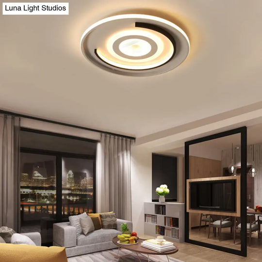 Round Led Acrylic Flush Mount Ceiling Lamp - 18/21.5 Diameter Warm/White Light Contemporary Bedroom