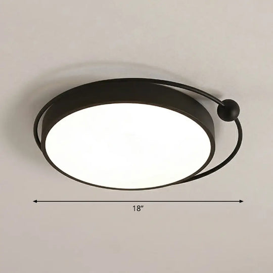 Round Led Ceiling Mounted Light: Modern Nordic Metal Bedroom Flush Fixture In Black - White / Circle