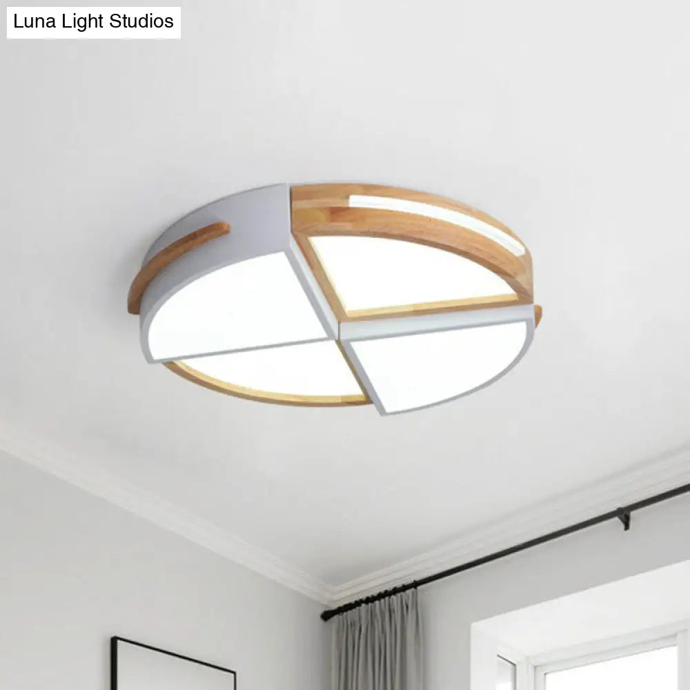 Round Led Flush Ceiling Light For Bedroom - Acrylic Splicing With Macaron Finish