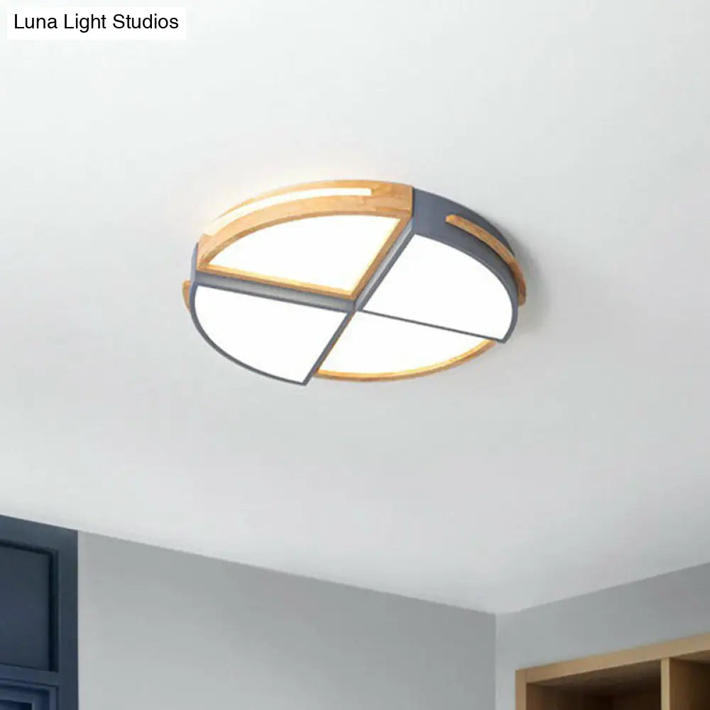 Round Led Flush Ceiling Light For Bedroom - Acrylic Splicing With Macaron Finish