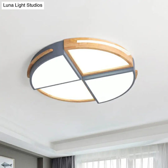 Round Led Flush Ceiling Light For Bedroom - Acrylic Splicing With Macaron Finish Grey / Small White