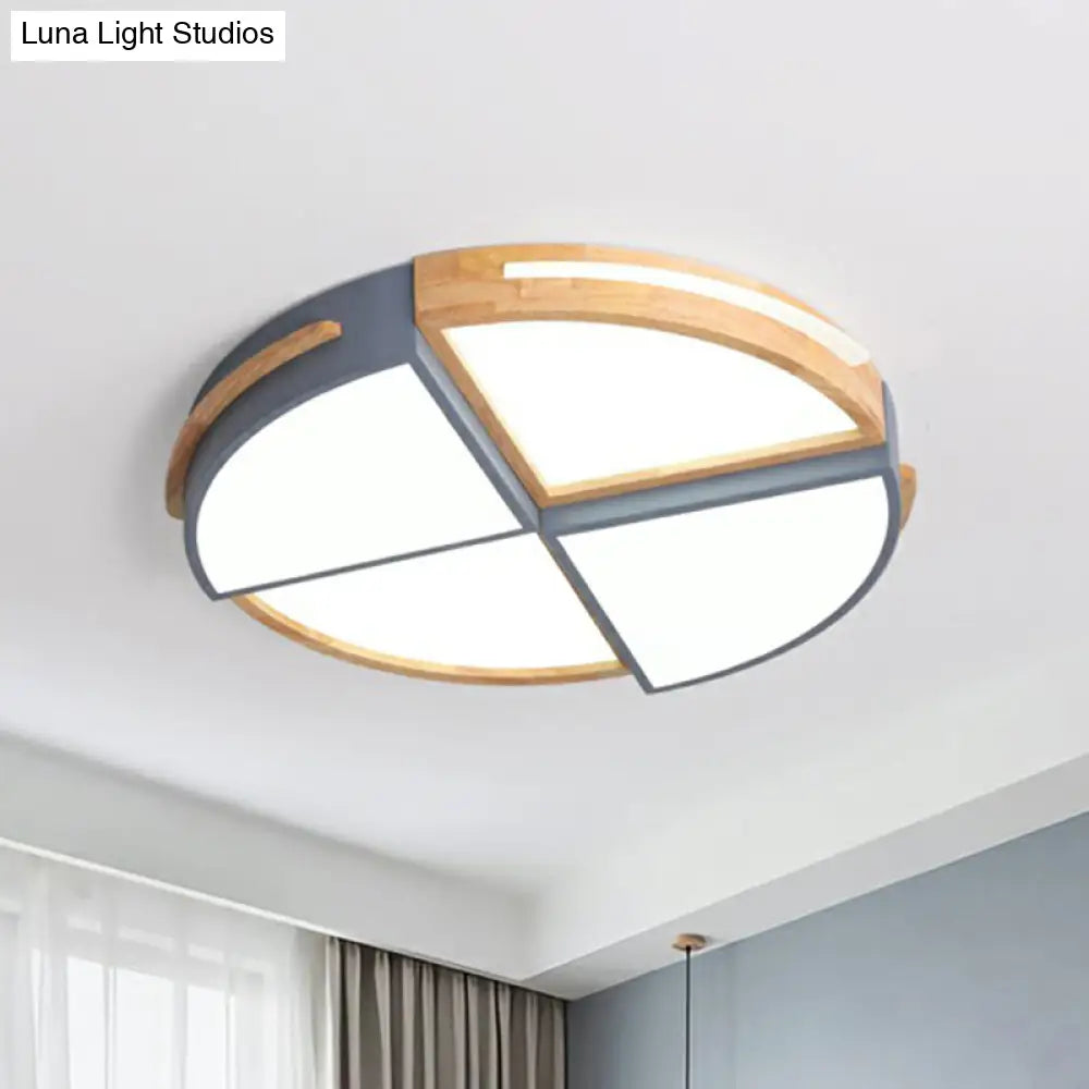 Round Led Flush Ceiling Light For Bedroom - Acrylic Splicing With Macaron Finish