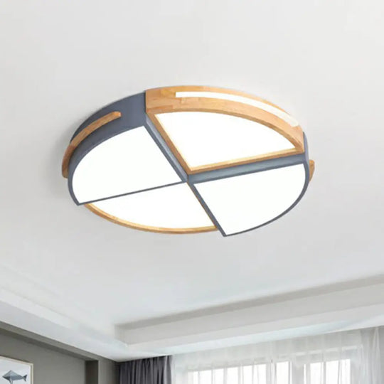 Round Led Flush Ceiling Light For Bedroom - Acrylic Splicing With Macaron Finish Grey / Small White