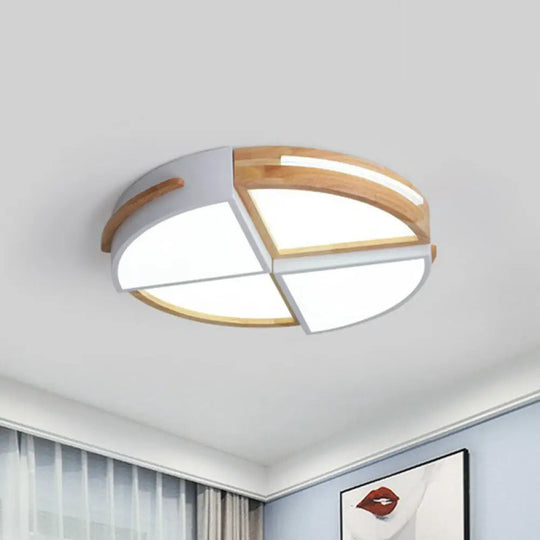 Round Led Flush Ceiling Light For Bedroom - Acrylic Splicing With Macaron Finish White / Small