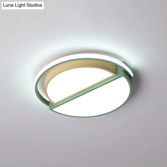 Round Led Flush Ceiling Light - Nordic Acrylic Mount For Bedroom Green / 16.5 White