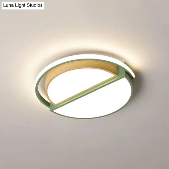 Round Led Flush Ceiling Light - Nordic Acrylic Mount For Bedroom Green / 16.5 Warm