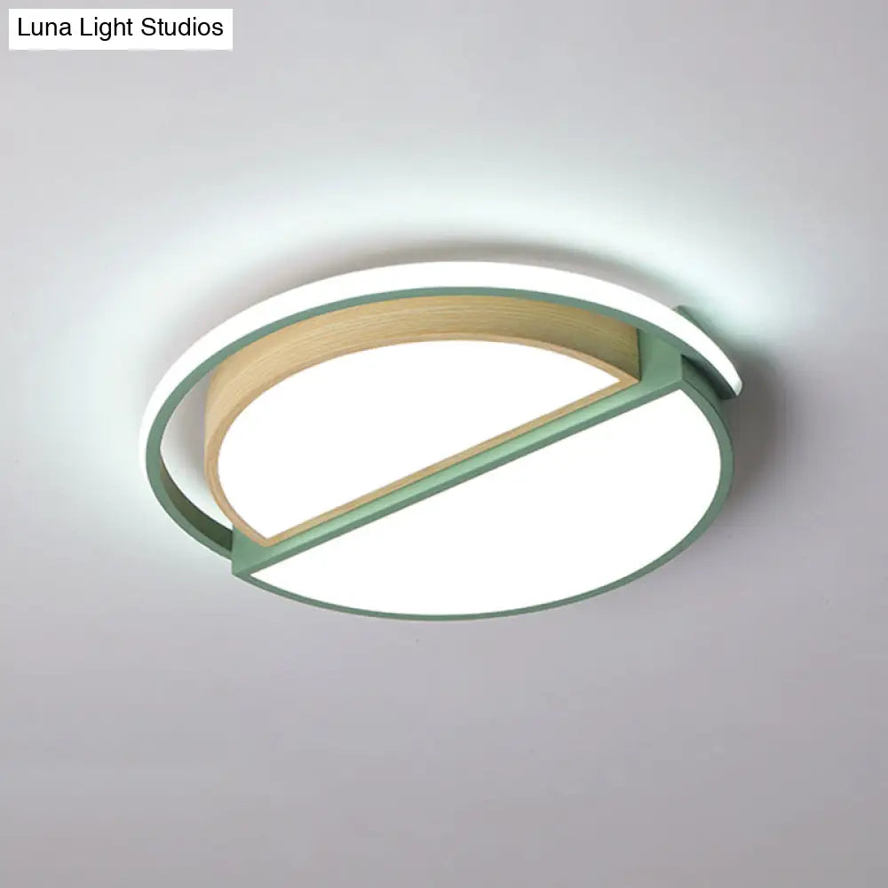 Round Led Flush Ceiling Light - Nordic Acrylic Mount For Bedroom Green / 20.5 White