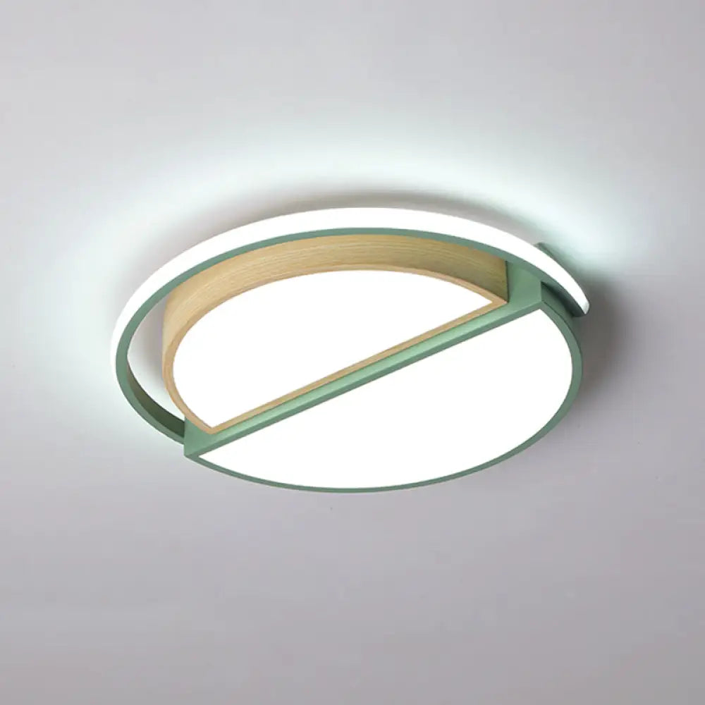 Round Led Flush Ceiling Light - Nordic Acrylic Mount For Bedroom Green / 20.5’ White