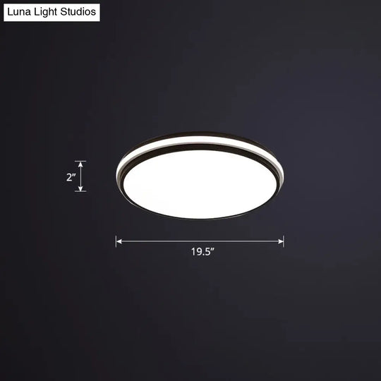 Round Led Flush Mount Ceiling Light For Bedroom Black / 19.5