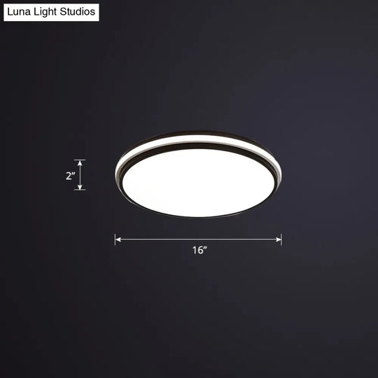 Round Led Flush Mount Ceiling Light For Bedroom Black / 16