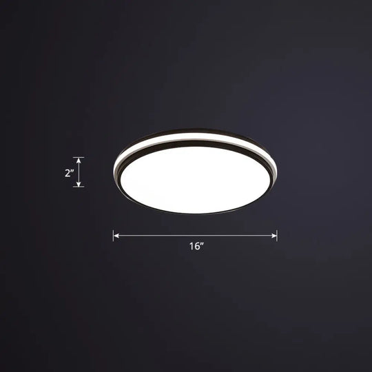 Round Led Flush Mount Ceiling Light For Bedroom Black / 16’