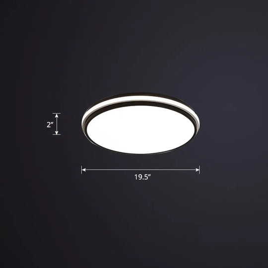 Round Led Flush Mount Ceiling Light For Bedroom Black / 19.5’