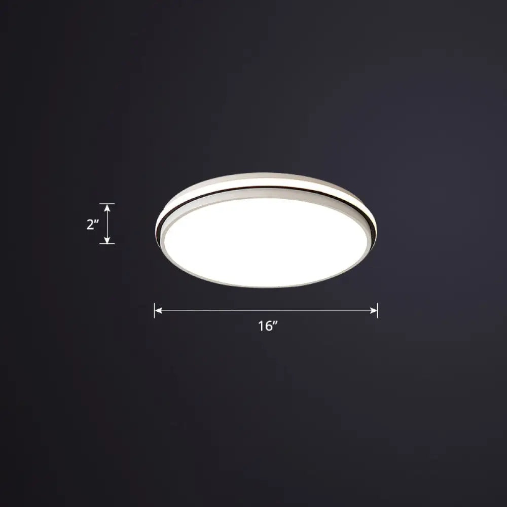 Round Led Flush Mount Ceiling Light For Bedroom White / 16’