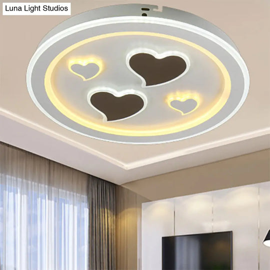 Round Led Flush Mount Ceiling Light In White Finish - Ideal For Adult Bedroom Décor