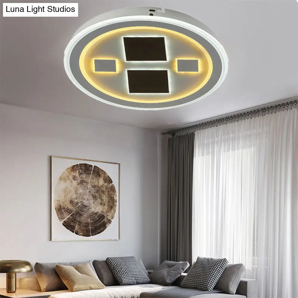 Round Led Flush Mount Ceiling Light In White Finish - Ideal For Adult Bedroom Décor / Square