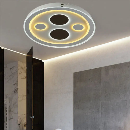 Round Led Flush Mount Ceiling Light In White Finish - Ideal For Adult Bedroom Décor /