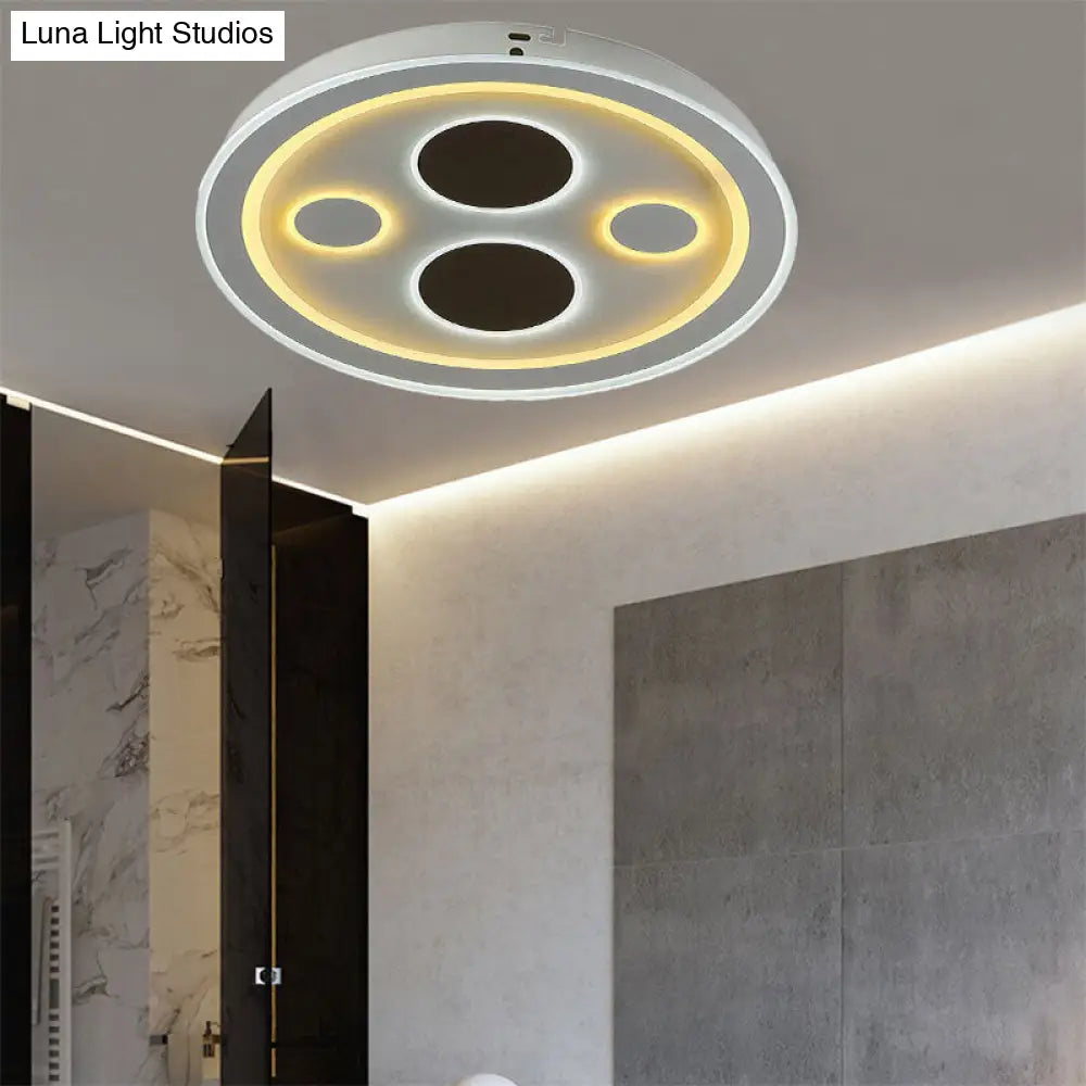 Round Led Flush Mount Ceiling Light In White Finish - Ideal For Adult Bedroom Décor /