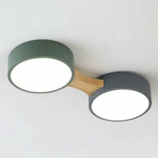 Round Led Flush Mount Metallic Ceiling Light In Gray - Green - Minimalist Modern Design 2 / White