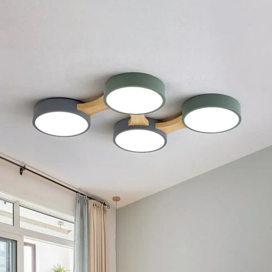 Round Led Flush Mount Metallic Ceiling Light In Gray - Green - Minimalist Modern Design 4 / White